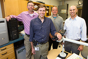 Photo by Norbert von der Groeben of researchers Robert West, Andrew McClary, Robert Sweeney and Jonathan Pollack and their colleagues found two genes that are linked with a majority of cases of a rare type of jaw tumor.