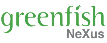 Image of a logo reading Greenfish Nexus with the dot on the I as a small fish.