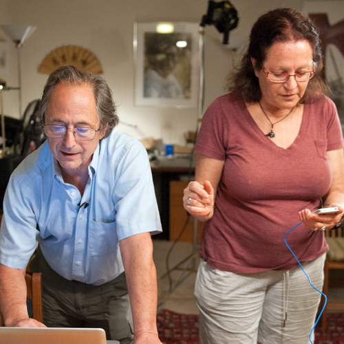 Photo by L.A. Cicero: Levitt and his wife, Rina, answer emails and phone calls from friends.