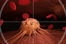 Graphic image of cancer cell in crosshairs.