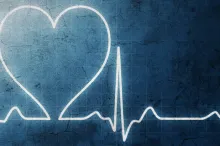 Graphic image of heart rate on a grungy blue background.
