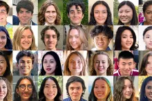 Collage of headshot photos of 75 diverse undergraduate students.