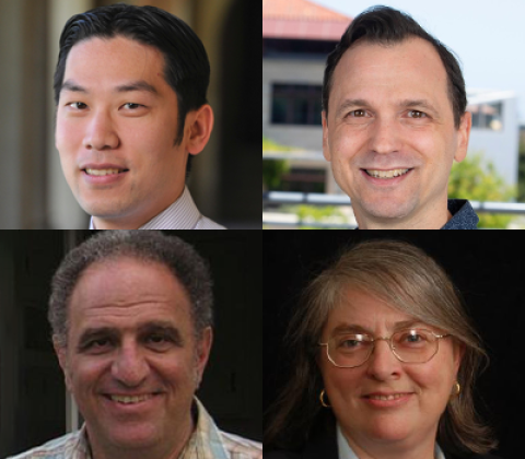 Collage of headshot photos of Jonathan Chen, Michael Bernstein, Rob Tibshirani, and Mary Kane Goldstein.