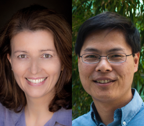 Collage of headshot photos of Claudia Petritsch and Michael Lin.