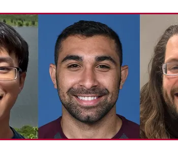 Three headshot photos of the researchers who won the award.