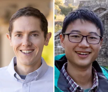 Headshot photos of Grant Rotskoff, Yuejun Shen, and Aaron Lindenberg.