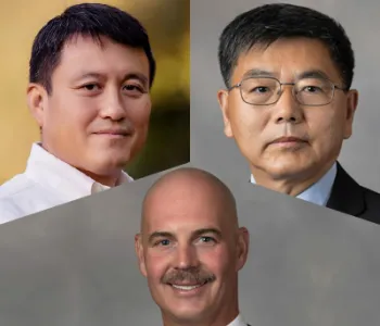 Collage of headshot photos of Shanhui Fan, Lei Xing, and Mark Buyyounouski.