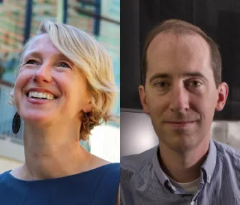 Collage of headshot photos of Polly Fordyce and Alex Dunn.