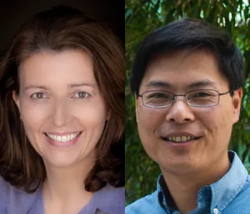 Collage of headshot photos of Claudia Petritsch and Michael Lin.