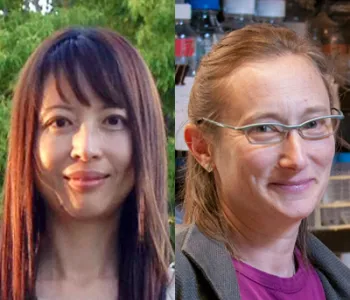 Collage of headshot photos of Xinnan Wang and Judith Frydman.