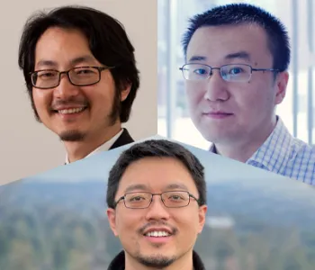 Collage of headshot photos of Peter Yang, Bo Wang, and Stanley Qi.