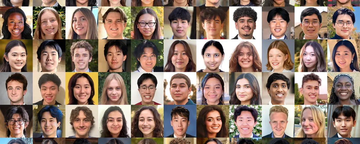 Collage of 88 headshot photos of Bio-X Undergraduate Summer Research Program participants.