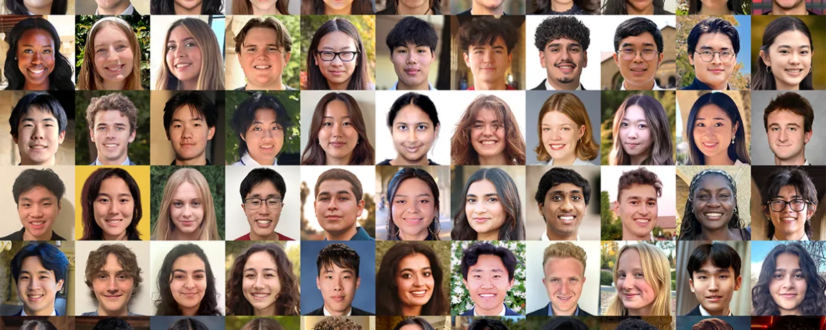 Collage of 88 headshot photos of Bio-X Undergraduate Summer Research Program participants.