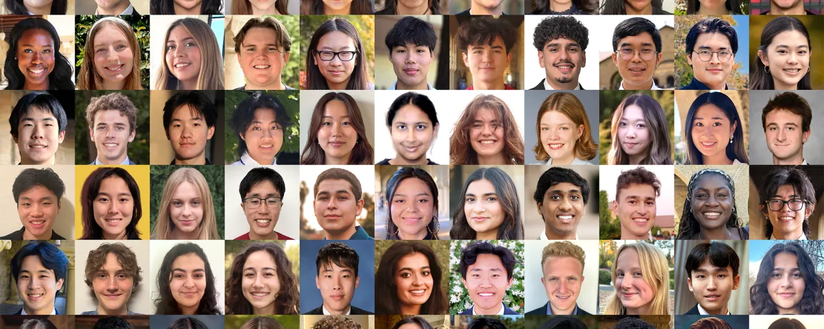 Collage of 86 headshot photos of Bio-X Undergraduate Summer Research Program participants.