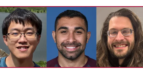 Three headshot photos of the researchers who won the award.