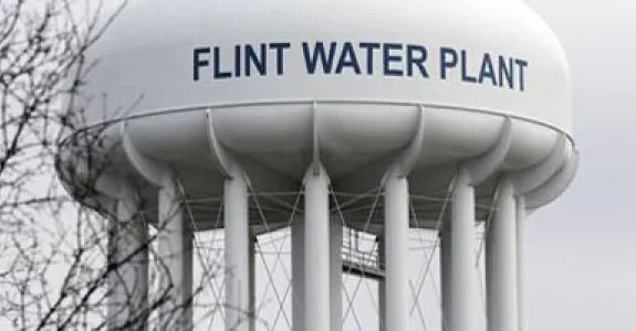Photo of water tower in Flint.