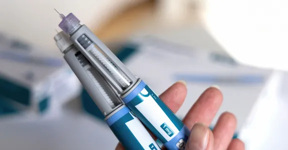 Stock photo  of two upscale hypodermic needles.