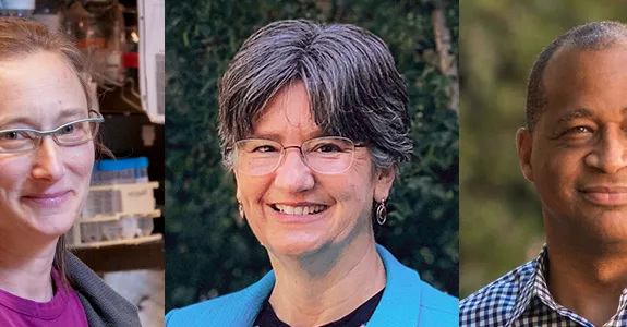 Banner of headshot photos showing Drs. Judith Frydman, Kam Moler, and Tirin Moore.