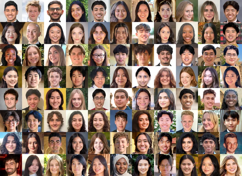 Collage of 88 headshot photos of Bio-X Undergraduate Summer Research Program participants.