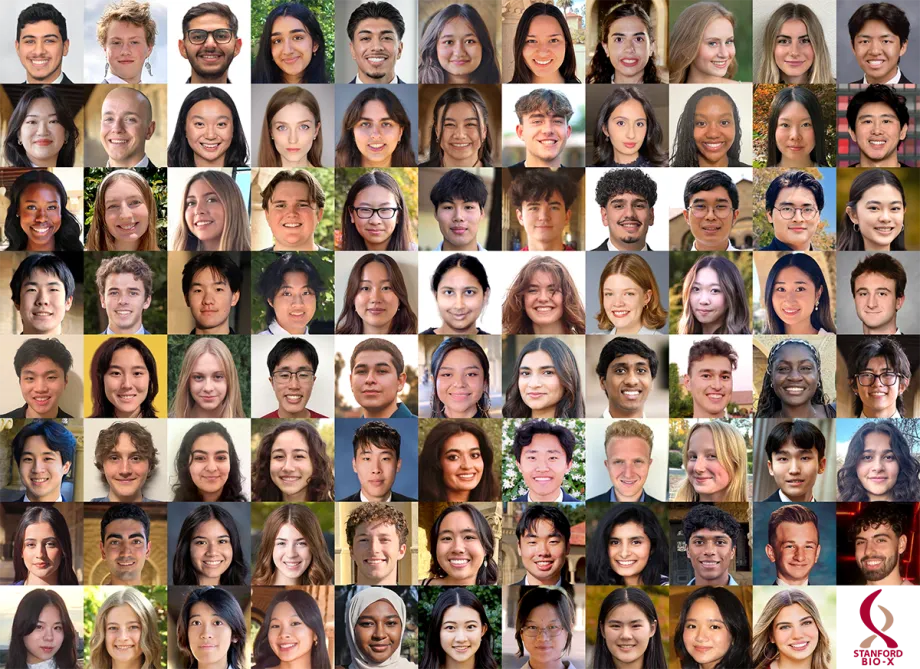 Collage of 88 headshot photos of Bio-X Undergraduate Summer Research Program participants.