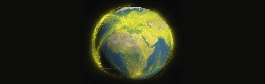 Graphic image depicting connections across the globe.