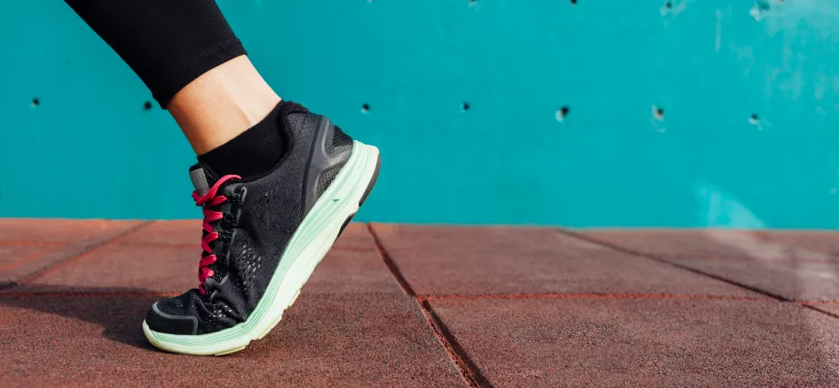 Photo of a person's foot in an athletic shoe.