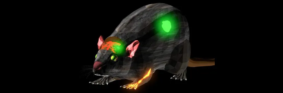 Graphic image of mouse with fluorescent dye.