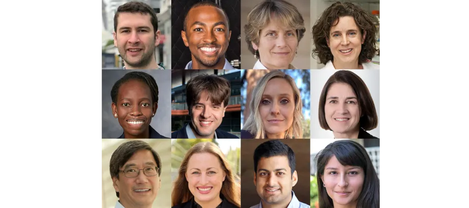 Headshot photographs of the 12 Stanford Bio-X affiliated faculty who are collaborators on the projects.
