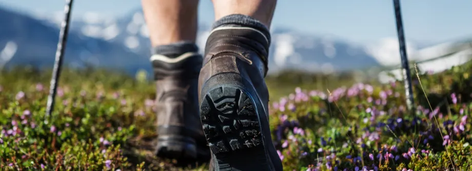 Photo of hiker's boots.