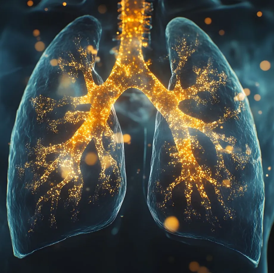 3D graphic illustration of lungs.