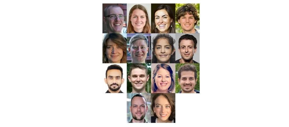 Collage of headshot photos of 14 postdocs from Denmark who have been in the program.